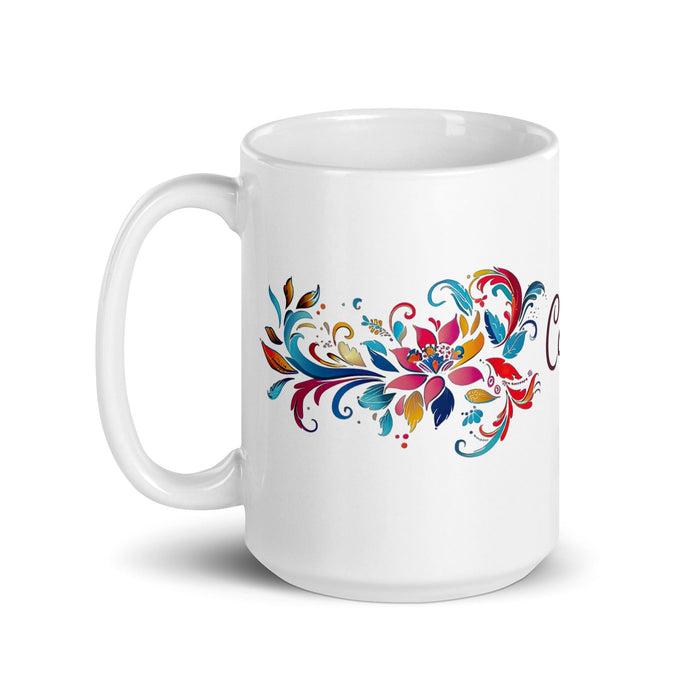 Carlos Exclusive Name Art Piece Home Office Work Coffee Mug Mexican Spanish Pride Gift Cup One-Of-A-Kind Calligraphy White Glossy Mug | C13 Mexicada