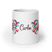 Carlos Exclusive Name Art Piece Home Office Work Coffee Mug Mexican Spanish Pride Gift Cup One-Of-A-Kind Calligraphy White Glossy Mug | C13 Mexicada