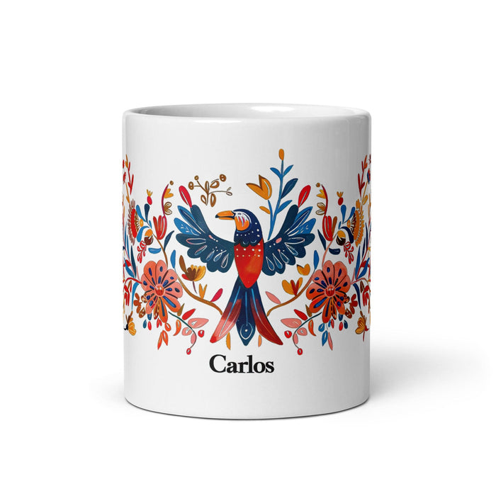 Carlos Exclusive Name Art Piece Home Office Work Coffee Mug Mexican Spanish Pride Gift Cup One-Of-A-Kind Calligraphy White Glossy Mug | C14 Mexicada