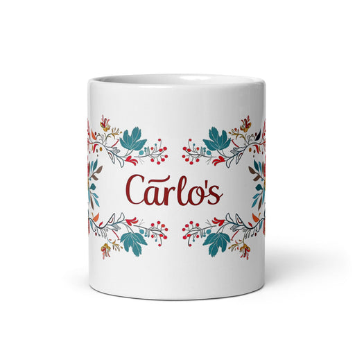 Carlos Exclusive Name Art Piece Home Office Work Coffee Mug Mexican Spanish Pride Gift Cup One-Of-A-Kind Calligraphy White Glossy Mug | C16 Mexicada