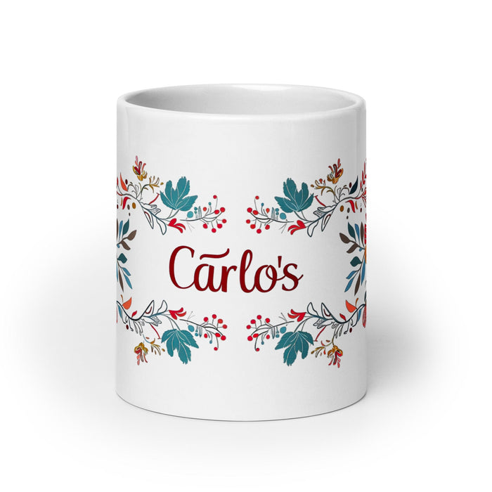 Carlos Exclusive Name Art Piece Home Office Work Coffee Mug Mexican Spanish Pride Gift Cup One-Of-A-Kind Calligraphy White Glossy Mug | C16 Mexicada