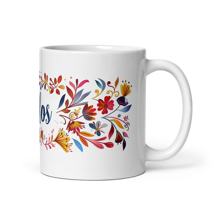 Carlos Exclusive Name Art Piece Home Office Work Coffee Mug Mexican Spanish Pride Gift Cup One-Of-A-Kind Calligraphy White Glossy Mug | C17 Mexicada 11 oz