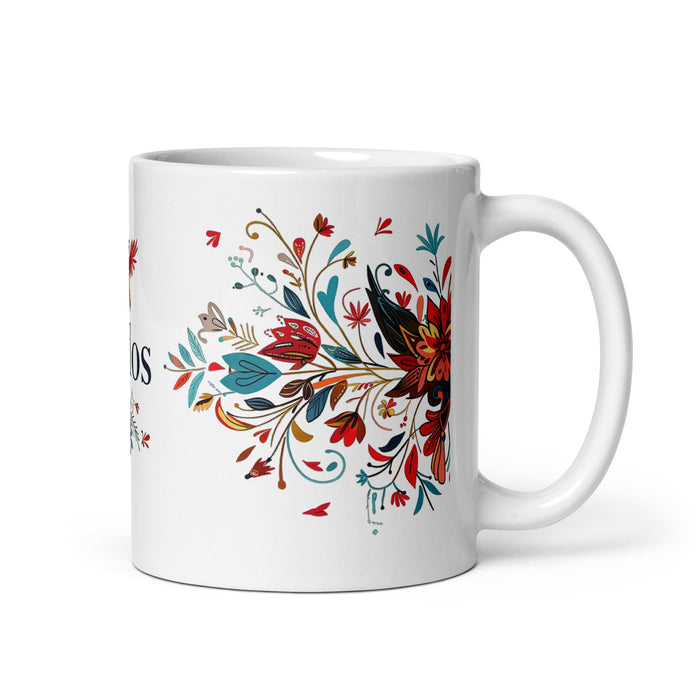 Carlos Exclusive Name Art Piece Home Office Work Coffee Mug Mexican Spanish Pride Gift Cup One-Of-A-Kind Calligraphy White Glossy Mug | C18 Mexicada 11 oz