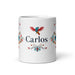 Carlos Exclusive Name Art Piece Home Office Work Coffee Mug Mexican Spanish Pride Gift Cup One-Of-A-Kind Calligraphy White Glossy Mug | C18 Mexicada