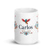 Carlos Exclusive Name Art Piece Home Office Work Coffee Mug Mexican Spanish Pride Gift Cup One-Of-A-Kind Calligraphy White Glossy Mug | C18 Mexicada