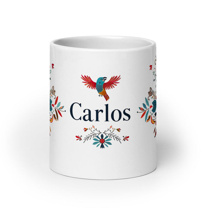 Carlos Exclusive Name Art Piece Home Office Work Coffee Mug Mexican Spanish Pride Gift Cup One-Of-A-Kind Calligraphy White Glossy Mug | C18 Mexicada