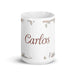 Carlos Exclusive Name Art Piece Home Office Work Coffee Mug Mexican Spanish Pride Gift Cup One-Of-A-Kind Calligraphy White Glossy Mug | C19 Mexicada