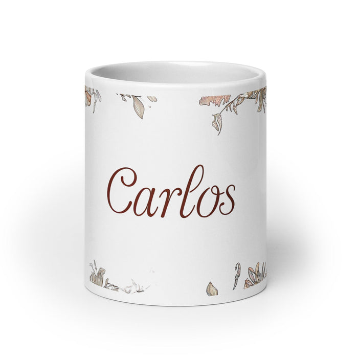 Carlos Exclusive Name Art Piece Home Office Work Coffee Mug Mexican Spanish Pride Gift Cup One-Of-A-Kind Calligraphy White Glossy Mug | C19 Mexicada