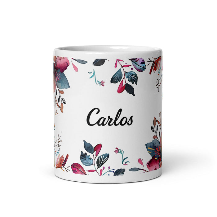 Carlos Exclusive Name Art Piece Home Office Work Coffee Mug Mexican Spanish Pride Gift Cup One-Of-A-Kind Calligraphy White Glossy Mug | C20 Mexicada