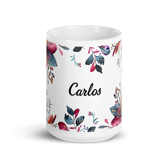 Carlos Exclusive Name Art Piece Home Office Work Coffee Mug Mexican Spanish Pride Gift Cup One-Of-A-Kind Calligraphy White Glossy Mug | C20 Mexicada