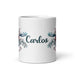 Carlos Exclusive Name Art Piece Home Office Work Coffee Mug Mexican Spanish Pride Gift Cup One-Of-A-Kind Calligraphy White Glossy Mug | C24 Mexicada