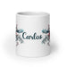 Carlos Exclusive Name Art Piece Home Office Work Coffee Mug Mexican Spanish Pride Gift Cup One-Of-A-Kind Calligraphy White Glossy Mug | C24 Mexicada