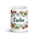 Carlos Exclusive Name Art Piece Home Office Work Coffee Mug Mexican Spanish Pride Gift Cup One-Of-A-Kind Calligraphy White Glossy Mug | C25 Mexicada