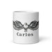 Carlos Exclusive Name Art Piece Home Office Work Coffee Mug Mexican Spanish Pride Gift Cup One-Of-A-Kind Calligraphy White Glossy Mug | C26 Mexicada