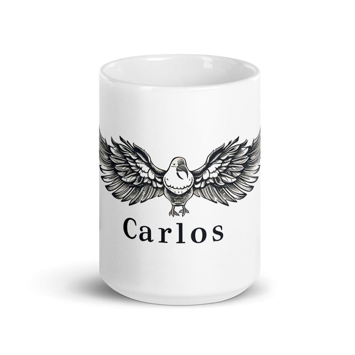 Carlos Exclusive Name Art Piece Home Office Work Coffee Mug Mexican Spanish Pride Gift Cup One-Of-A-Kind Calligraphy White Glossy Mug | C26 Mexicada