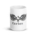 Carlos Exclusive Name Art Piece Home Office Work Coffee Mug Mexican Spanish Pride Gift Cup One-Of-A-Kind Calligraphy White Glossy Mug | C26 Mexicada