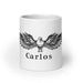 Carlos Exclusive Name Art Piece Home Office Work Coffee Mug Mexican Spanish Pride Gift Cup One-Of-A-Kind Calligraphy White Glossy Mug | C26 Mexicada