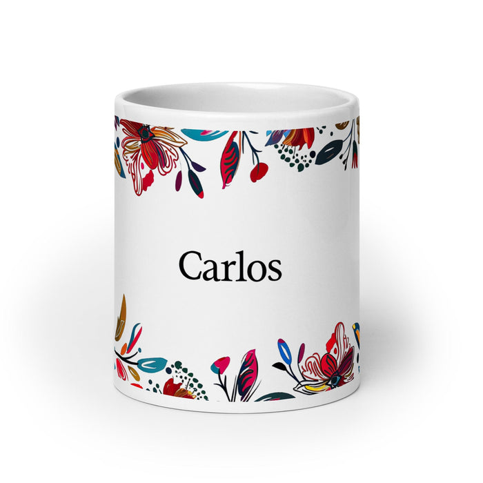 Carlos Exclusive Name Art Piece Home Office Work Coffee Mug Mexican Spanish Pride Gift Cup One-Of-A-Kind Calligraphy White Glossy Mug | C27 Mexicada