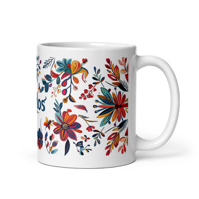 Carlos Exclusive Name Art Piece Home Office Work Coffee Mug Mexican Spanish Pride Gift Cup One-Of-A-Kind Calligraphy White Glossy Mug | C28 Mexicada 11 oz