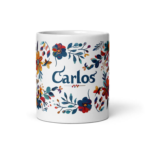 Carlos Exclusive Name Art Piece Home Office Work Coffee Mug Mexican Spanish Pride Gift Cup One-Of-A-Kind Calligraphy White Glossy Mug | C28 Mexicada