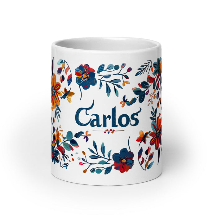 Carlos Exclusive Name Art Piece Home Office Work Coffee Mug Mexican Spanish Pride Gift Cup One-Of-A-Kind Calligraphy White Glossy Mug | C28 Mexicada