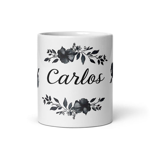 Carlos Exclusive Name Art Piece Home Office Work Coffee Mug Mexican Spanish Pride Gift Cup One-Of-A-Kind Calligraphy White Glossy Mug | C3 Mexicada