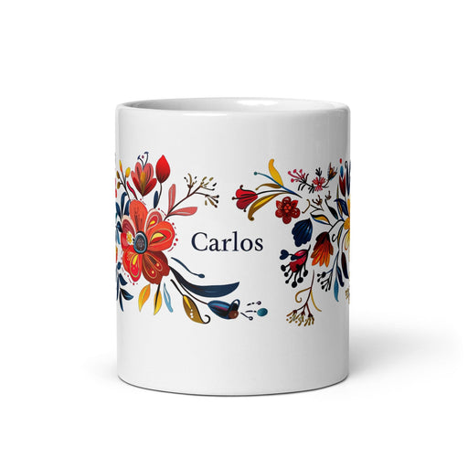 Carlos Exclusive Name Art Piece Home Office Work Coffee Mug Mexican Spanish Pride Gift Cup One-Of-A-Kind Calligraphy White Glossy Mug | C6 Mexicada