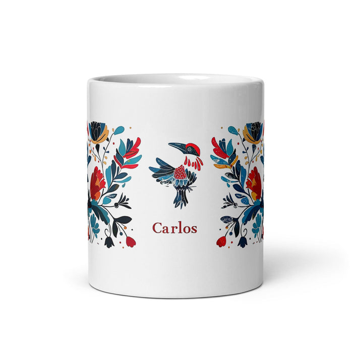 Carlos Exclusive Name Art Piece Home Office Work Coffee Mug Mexican Spanish Pride Gift Cup One-Of-A-Kind Calligraphy White Glossy Mug | C7 Mexicada