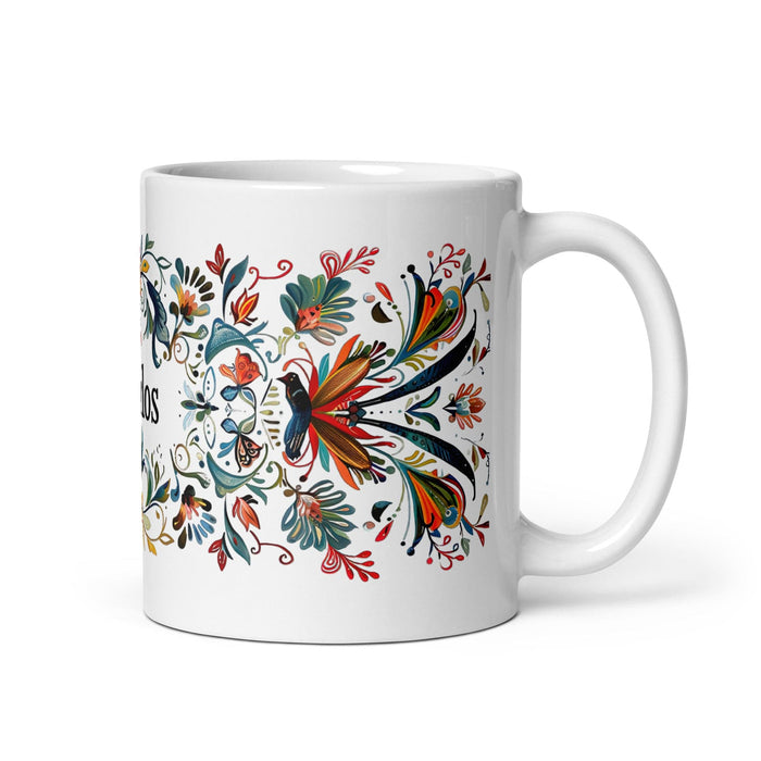 Carlos Exclusive Name Art Piece Home Office Work Coffee Mug Mexican Spanish Pride Gift Cup One-Of-A-Kind Calligraphy White Glossy Mug | C8 Mexicada 11 oz