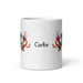 Carlos Exclusive Name Art Piece Home Office Work Coffee Mug Mexican Spanish Pride Gift Cup One-Of-A-Kind Calligraphy White Glossy Mug | C9 Mexicada