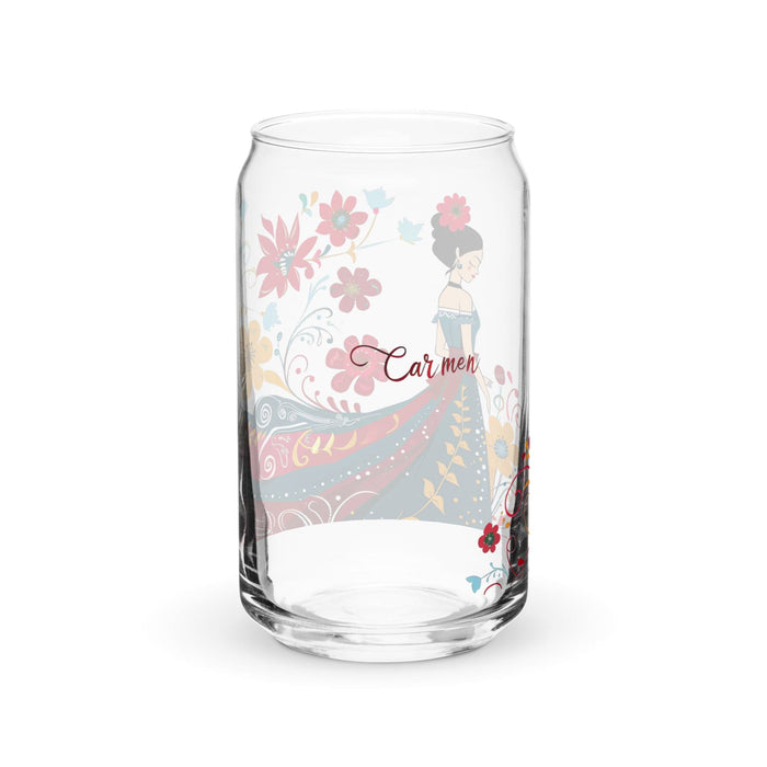 Carmen Exclusive Name Art Piece Can-Shaped Glass Home Office Work Mexican Spanish Pride Gift Cup One-Of-A-Kind Calligraphy Glass | C12 Mexicada