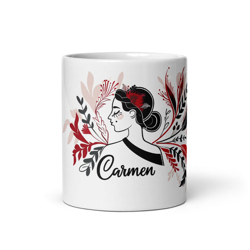 Carmen Exclusive Name Art Piece Home Office Work Coffee Mug Mexican Spanish Pride Gift Cup One-Of-A-Kind Calligraphy White Glossy Mug | C1 Mexicada