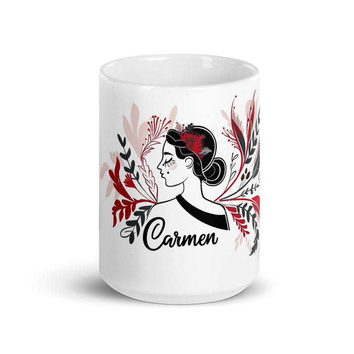 Carmen Exclusive Name Art Piece Home Office Work Coffee Mug Mexican Spanish Pride Gift Cup One-Of-A-Kind Calligraphy White Glossy Mug | C1 Mexicada