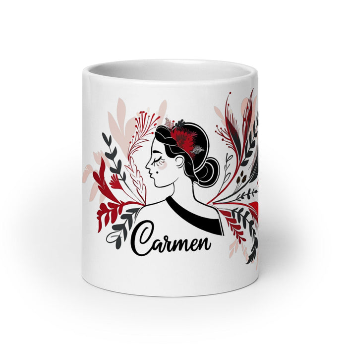 Carmen Exclusive Name Art Piece Home Office Work Coffee Mug Mexican Spanish Pride Gift Cup One-Of-A-Kind Calligraphy White Glossy Mug | C1 Mexicada