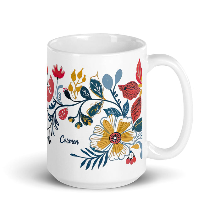 Carmen Exclusive Name Art Piece Home Office Work Coffee Mug Mexican Spanish Pride Gift Cup One-Of-A-Kind Calligraphy White Glossy Mug | C10 Mexicada 15 oz