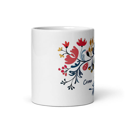 Carmen Exclusive Name Art Piece Home Office Work Coffee Mug Mexican Spanish Pride Gift Cup One-Of-A-Kind Calligraphy White Glossy Mug | C10 Mexicada