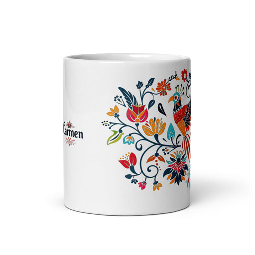 Carmen Exclusive Name Art Piece Home Office Work Coffee Mug Mexican Spanish Pride Gift Cup One-Of-A-Kind Calligraphy White Glossy Mug | C13 Mexicada