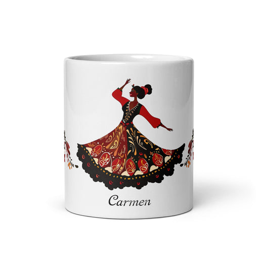 Carmen Exclusive Name Art Piece Home Office Work Coffee Mug Mexican Spanish Pride Gift Cup One-Of-A-Kind Calligraphy White Glossy Mug | C14 Mexicada