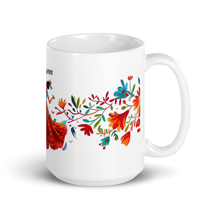 Carmen Exclusive Name Art Piece Home Office Work Coffee Mug Mexican Spanish Pride Gift Cup One-Of-A-Kind Calligraphy White Glossy Mug | C15 Mexicada 15 oz