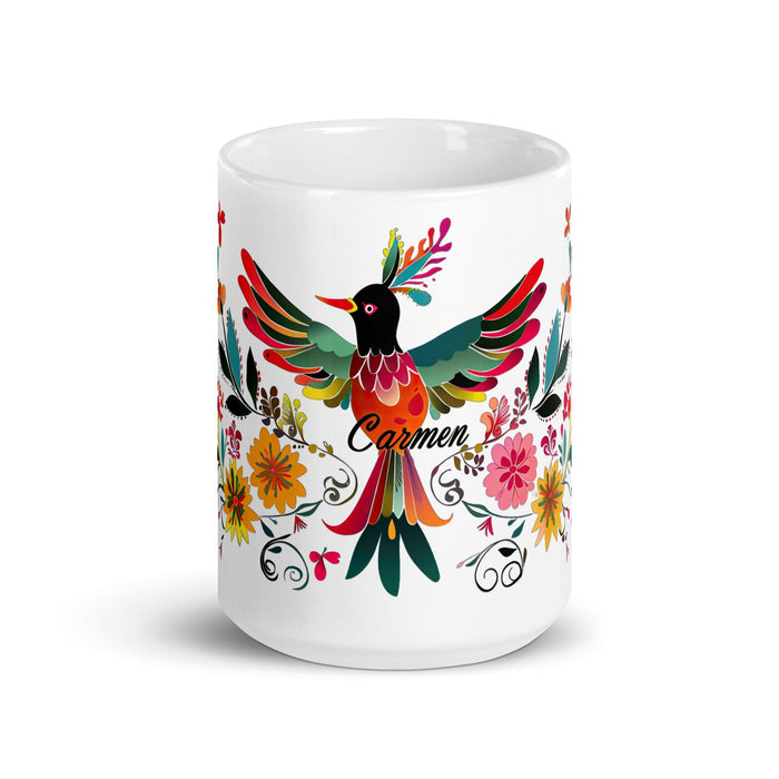 Carmen Exclusive Name Art Piece Home Office Work Coffee Mug Mexican Spanish Pride Gift Cup One-Of-A-Kind Calligraphy White Glossy Mug | C18 Mexicada