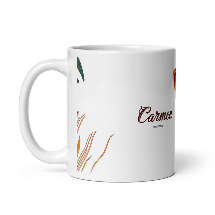 Carmen Exclusive Name Art Piece Home Office Work Coffee Mug Mexican Spanish Pride Gift Cup One-Of-A-Kind Calligraphy White Glossy Mug | C20 Mexicada