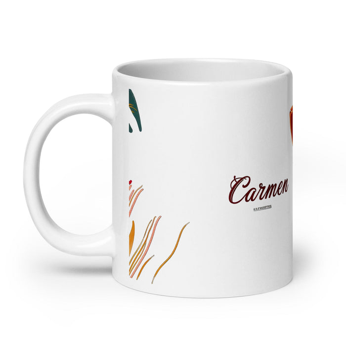 Carmen Exclusive Name Art Piece Home Office Work Coffee Mug Mexican Spanish Pride Gift Cup One-Of-A-Kind Calligraphy White Glossy Mug | C20 Mexicada