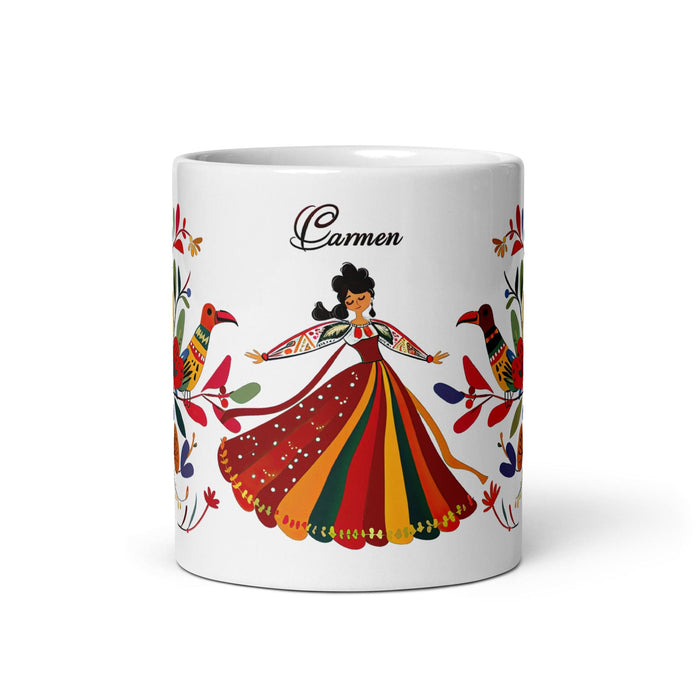 Carmen Exclusive Name Art Piece Home Office Work Coffee Mug Mexican Spanish Pride Gift Cup One-Of-A-Kind Calligraphy White Glossy Mug | C21 Mexicada