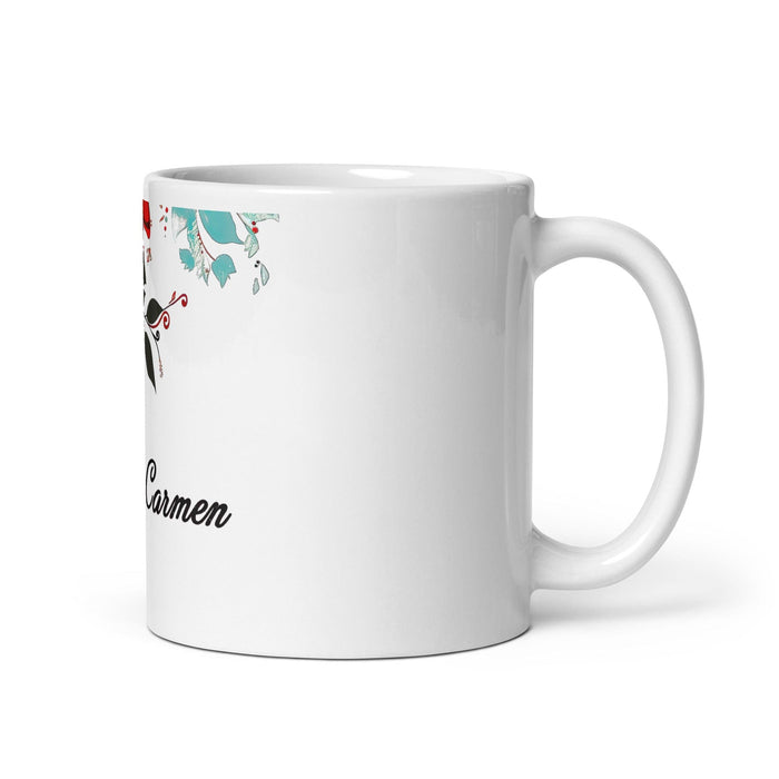 Carmen Exclusive Name Art Piece Home Office Work Coffee Mug Mexican Spanish Pride Gift Cup One-Of-A-Kind Calligraphy White Glossy Mug | C3 Mexicada 11 oz