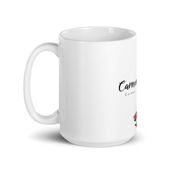 Carmen Exclusive Name Art Piece Home Office Work Coffee Mug Mexican Spanish Pride Gift Cup One-Of-A-Kind Calligraphy White Glossy Mug | C5 Mexicada