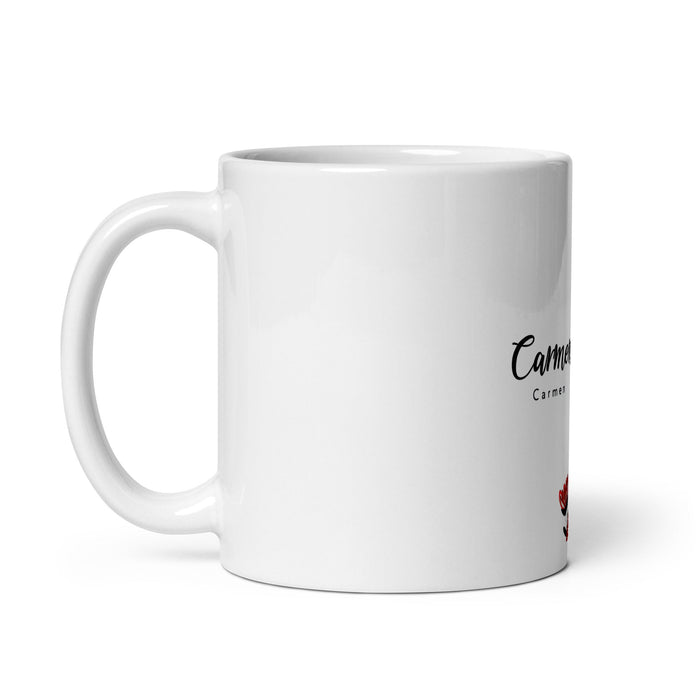 Carmen Exclusive Name Art Piece Home Office Work Coffee Mug Mexican Spanish Pride Gift Cup One-Of-A-Kind Calligraphy White Glossy Mug | C6 Mexicada