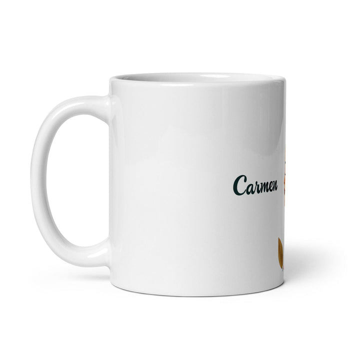 Carmen Exclusive Name Art Piece Home Office Work Coffee Mug Mexican Spanish Pride Gift Cup One-Of-A-Kind Calligraphy White Glossy Mug | C7 Mexicada