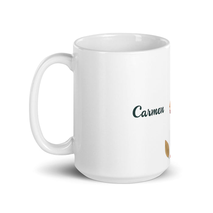 Carmen Exclusive Name Art Piece Home Office Work Coffee Mug Mexican Spanish Pride Gift Cup One-Of-A-Kind Calligraphy White Glossy Mug | C7 Mexicada