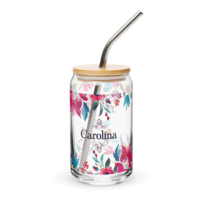 Carolina Exclusive Name Art Piece Can-Shaped Glass Home Office Work Mexican Spanish Pride Gift Cup One-Of-A-Kind Calligraphy Glass | C1 Mexicada 16 oz With Lid & Straw