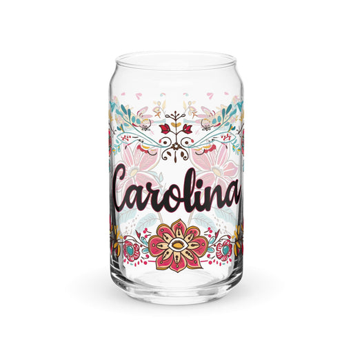 Carolina Exclusive Name Art Piece Can-Shaped Glass Home Office Work Mexican Spanish Pride Gift Cup One-Of-A-Kind Calligraphy Glass | C2 Mexicada 16 oz